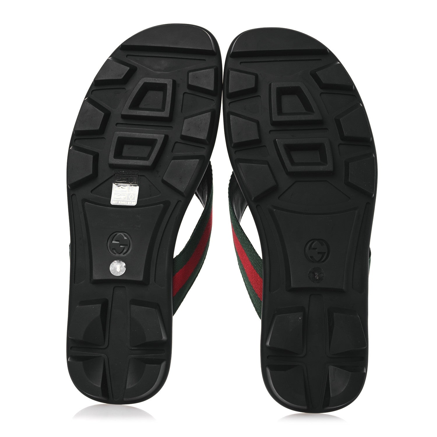 Gucci Nylon Calfskin Web Mens Cleat Sole Thong Sandals 8 Black Red Blue 7 of 14