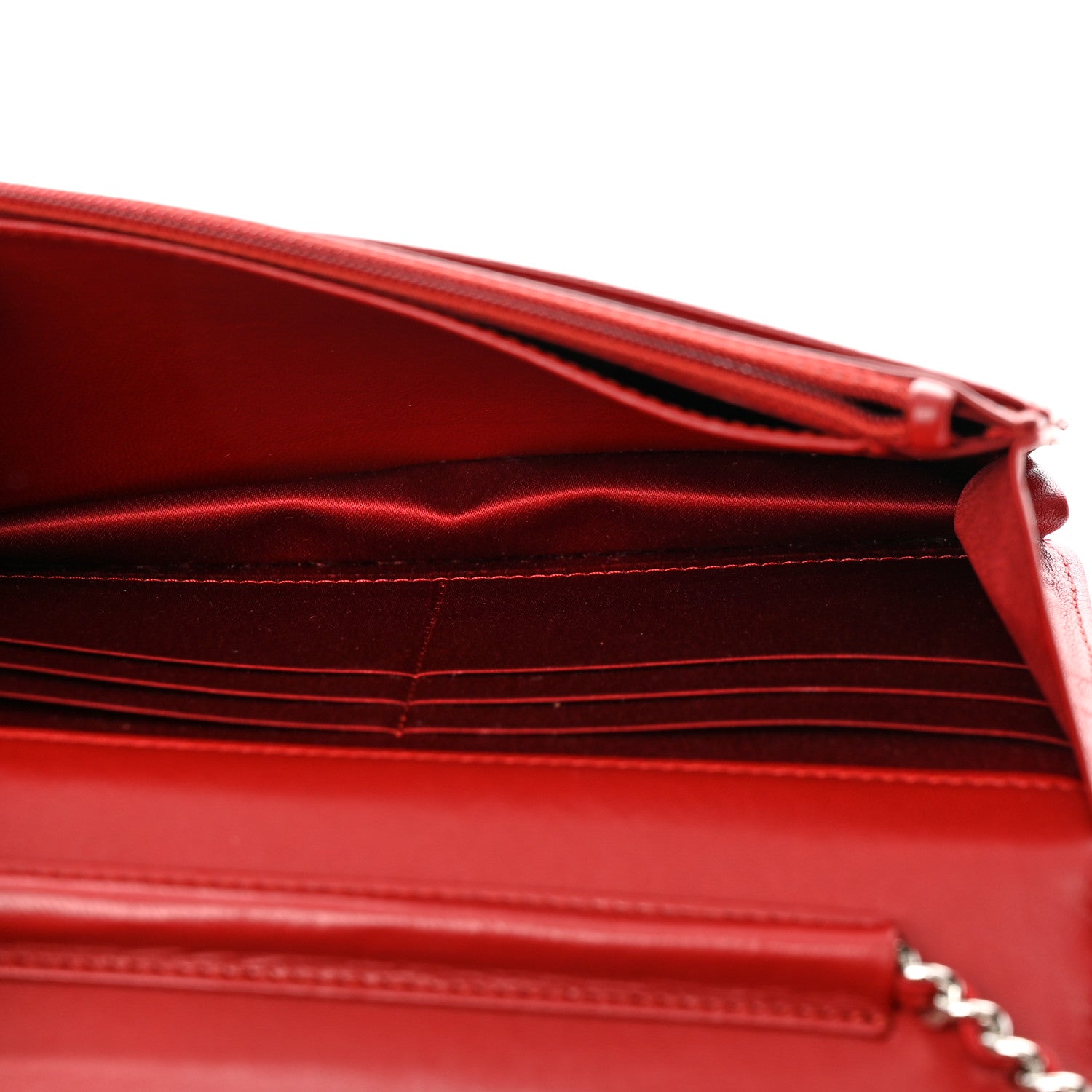 Chanel Lambskin Camellia Embossed Wallet on Chain WOC Red 5 of 12