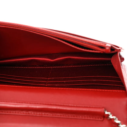 Chanel Lambskin Camellia Embossed Wallet on Chain WOC Red 5 of 12
