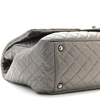Chanel Metallic Calfskin Quilted XXL Travel Flap Bag Dark Silver 9 of 10