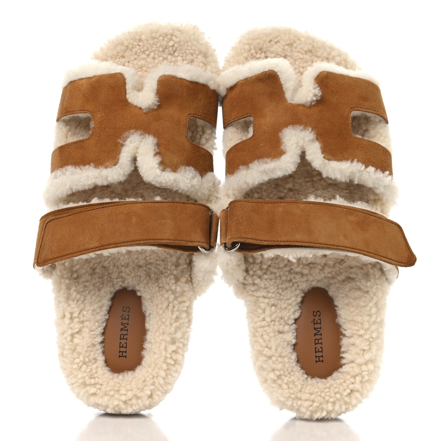 Hermes Suede Goatskin Woolskin Womens Chypre Sandals 39 2 of 9