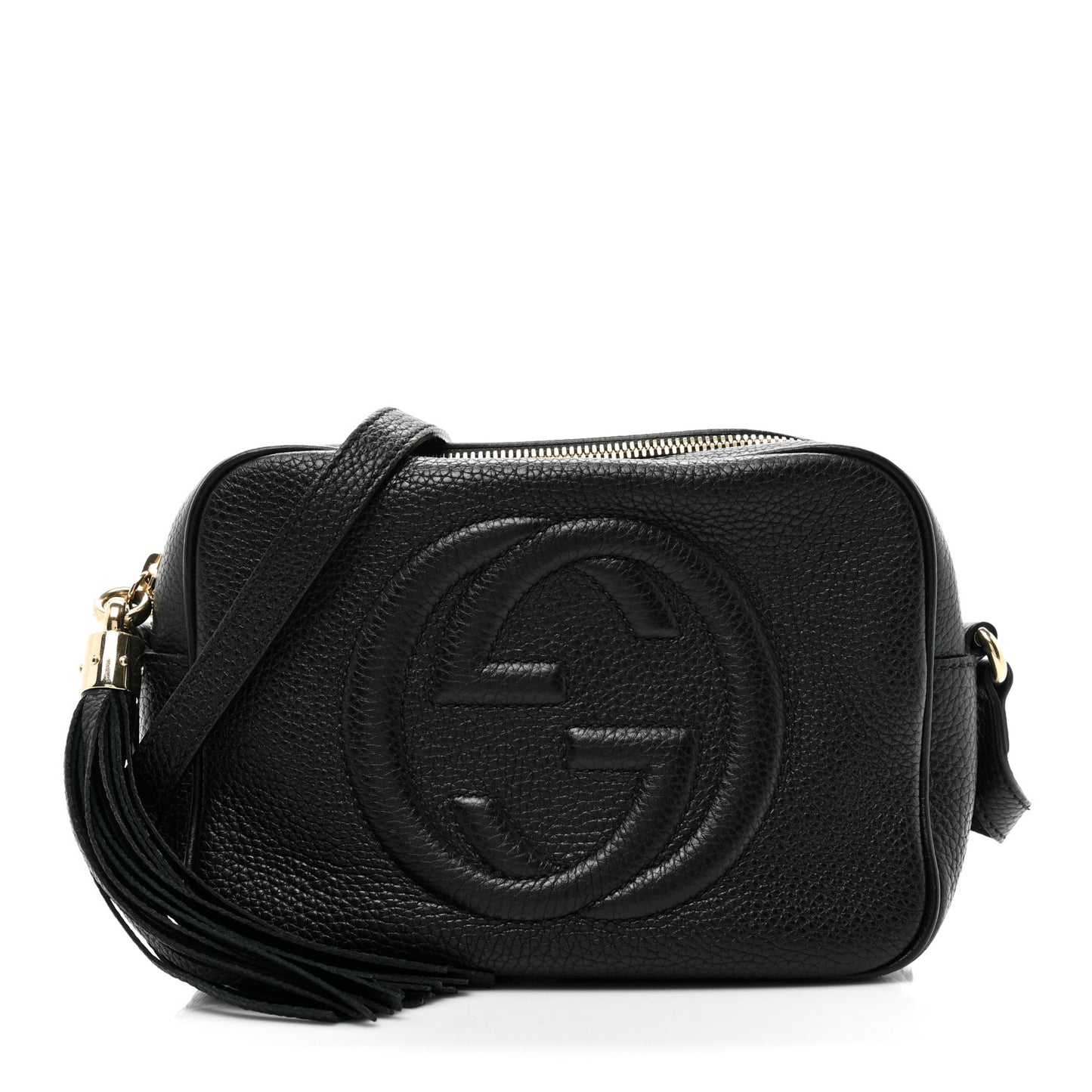 Pebbled Calfskin Small Soho Disco Bag Black