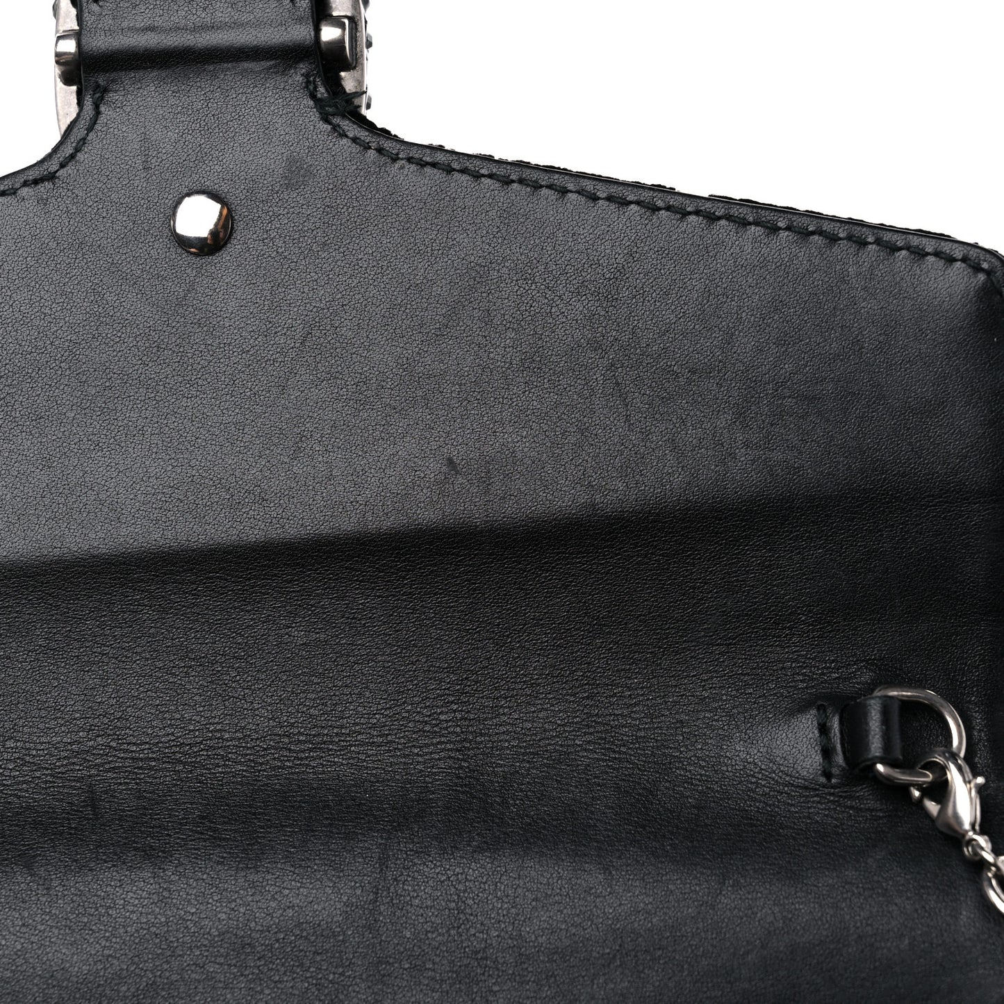 Velvet GG Monogram Mini Dionysus Chain Wallet Black