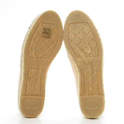 Chanel Lambskin CC Espadrilles 35 Beige Black 5 of 9