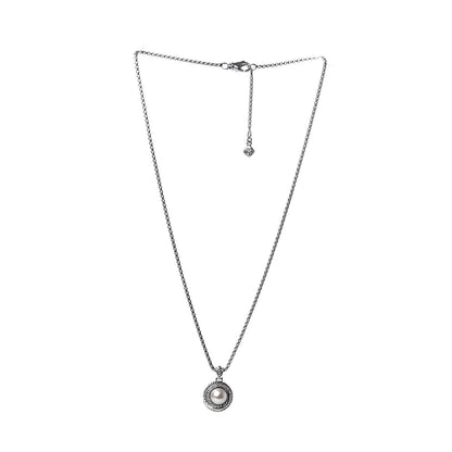 David Yurman Sterling Silver Diamond Pearl 8mm Crossover Pendant Necklace 3 of 4