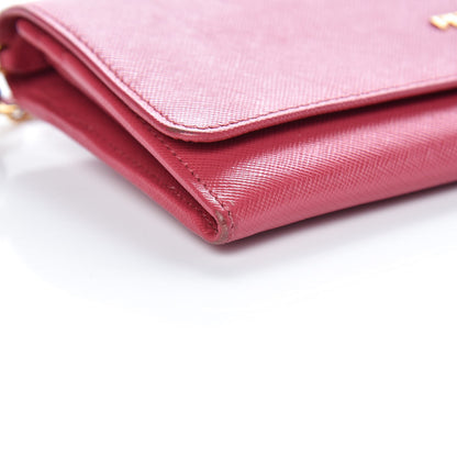 Prada Saffiano Metal Oro Chain Wallet Peonia 8 of 14