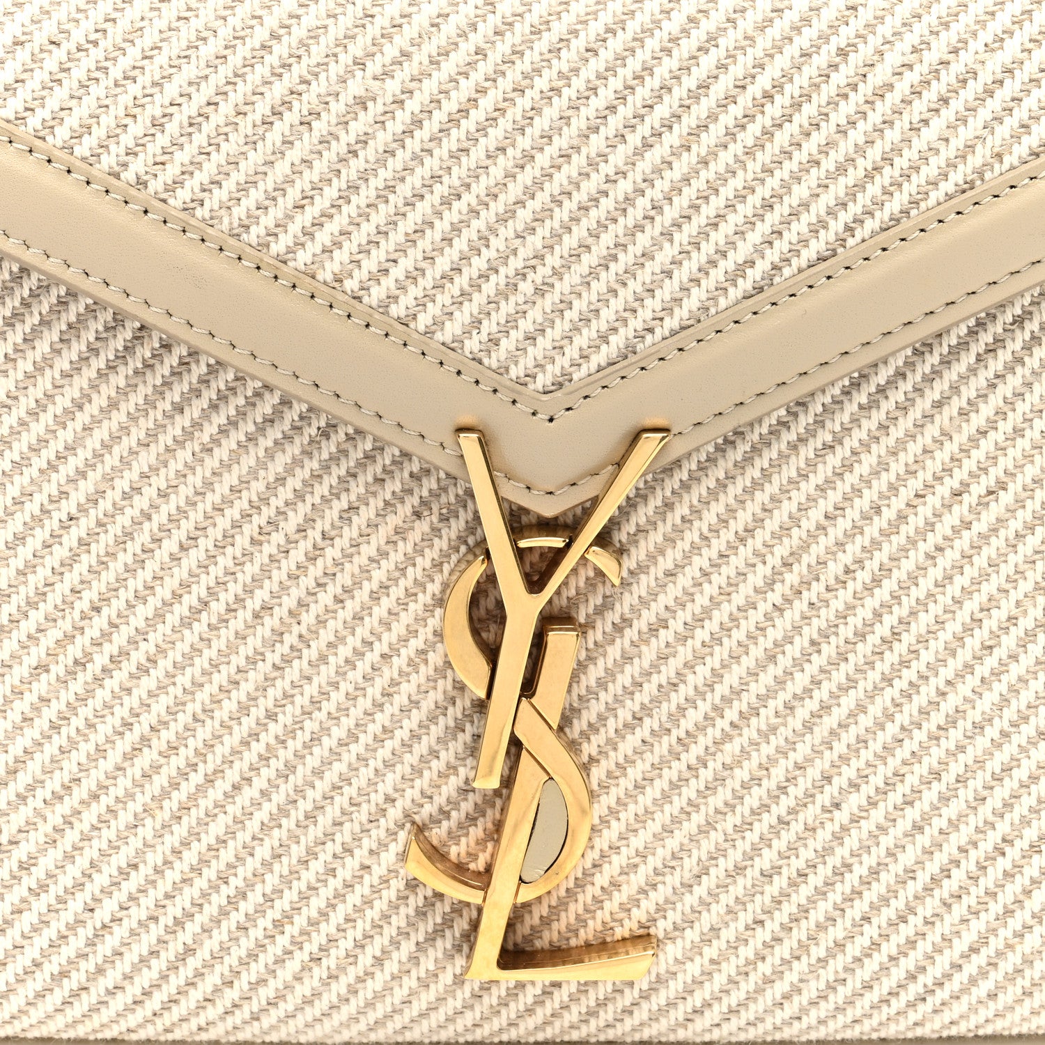 Saint Laurent Canvas Calfskin Mini Classic Monogram Cassandra Top Handle Beige Cream 7 of 9