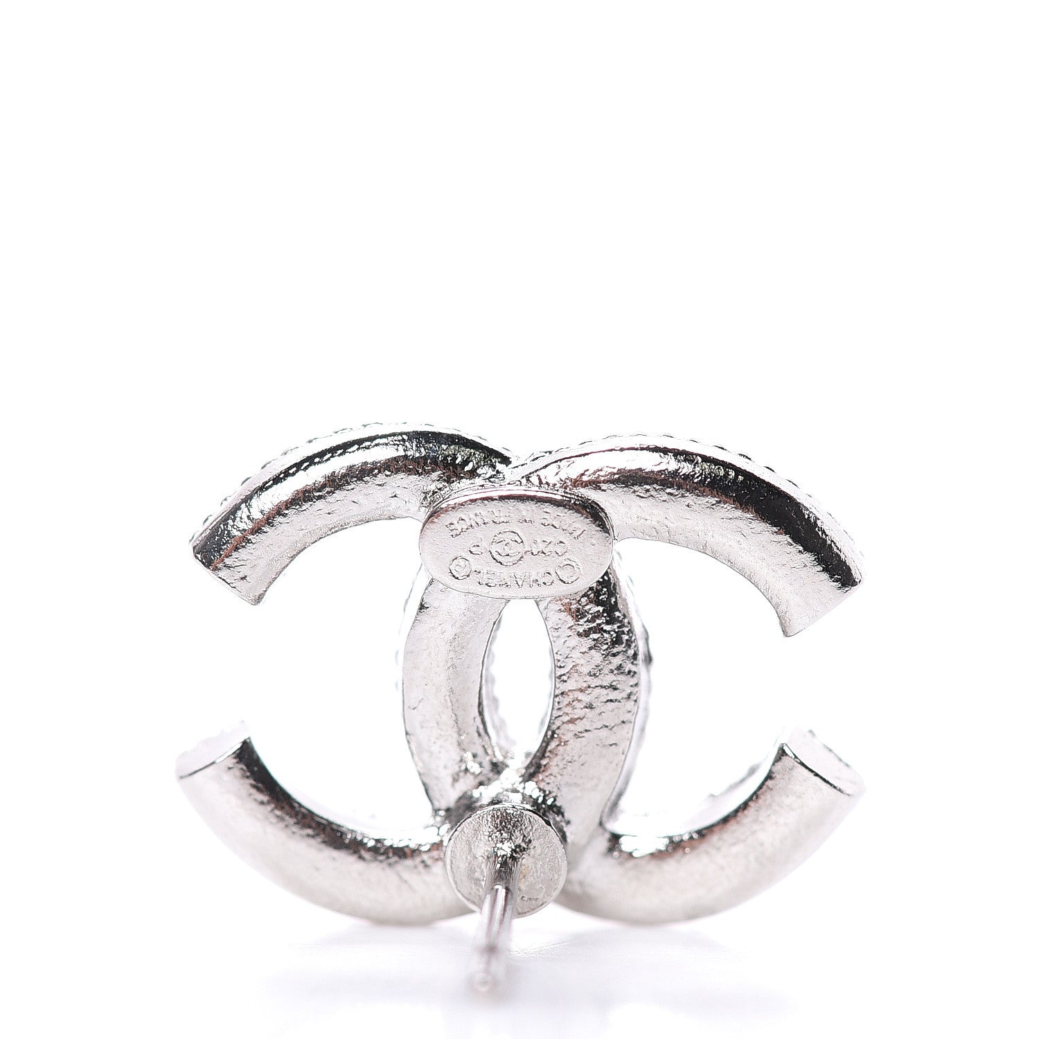 Chanel Crystal CC Earrings Silver 3 of 5