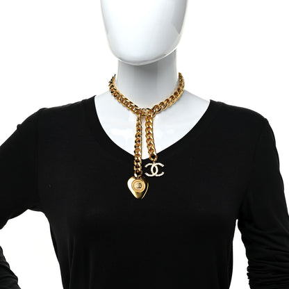 Chanel Metal Chain Link CC Pendant Choker Necklace Gold 2 of 6