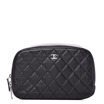Chanel Lambskin Quilted Medium Curvy Pouch Cosmetic Case Black 1 of 9