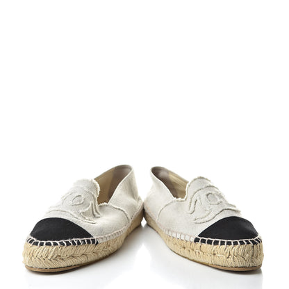 Chanel Linen CC Espadrilles 40 Beige Black 6 of 14