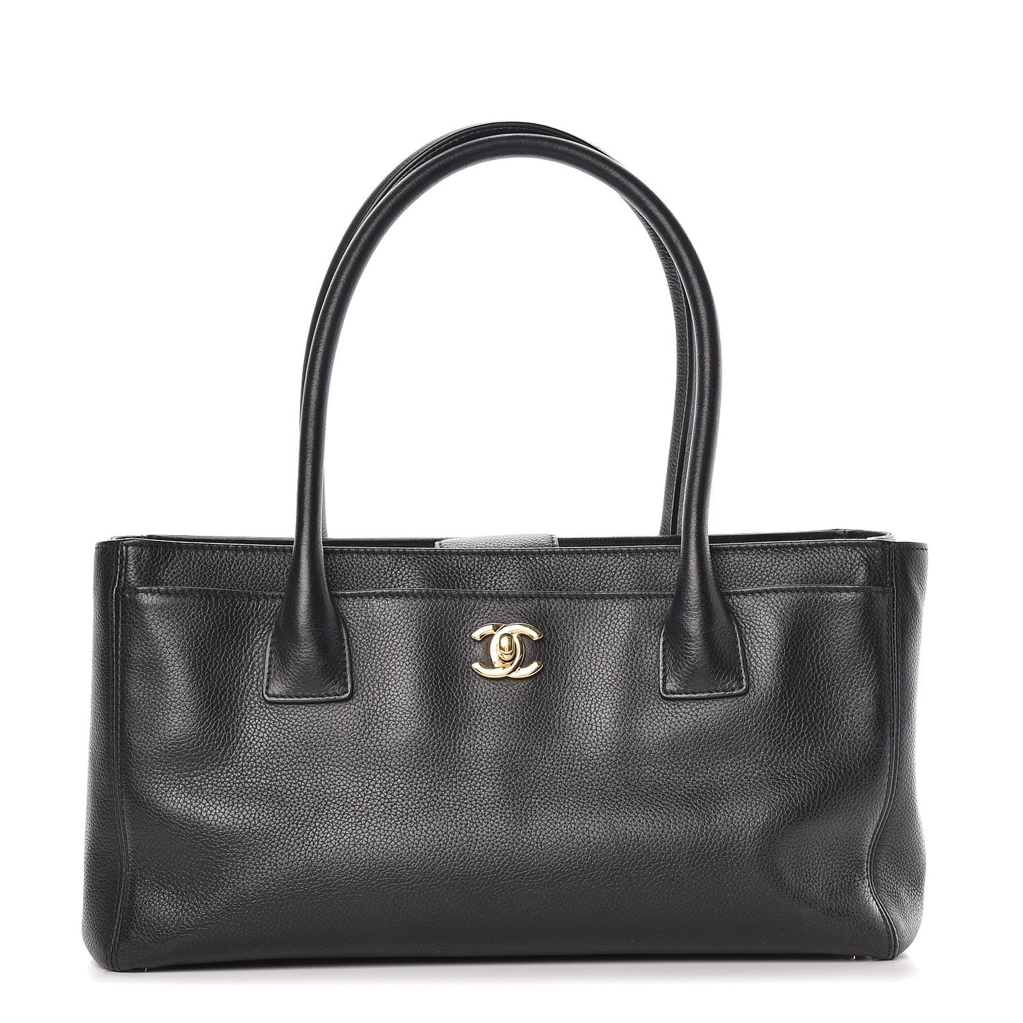 Calfskin Small Cerf Shopper Tote Black