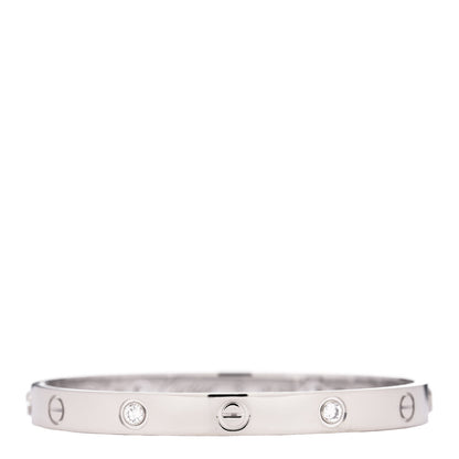 Cartier 18K White Gold 4 Diamond LOVE Bracelet 17 3 of 6