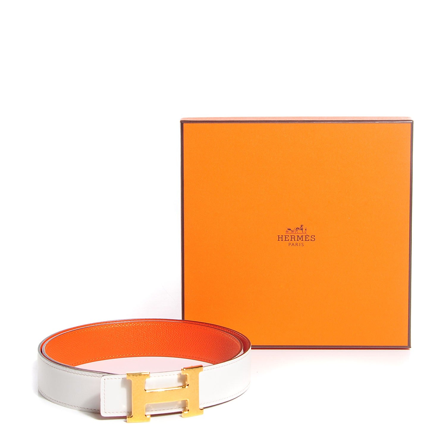 Hermes Epsom Swift 32mm H Belt 90 Feu White 7 of 7