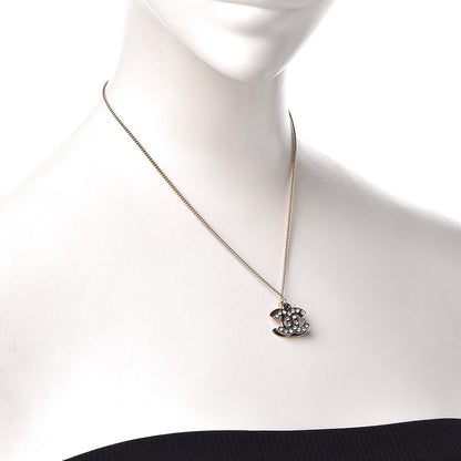 Chanel Crystal Double CC Necklace Gold Ruthenium 2 of 7