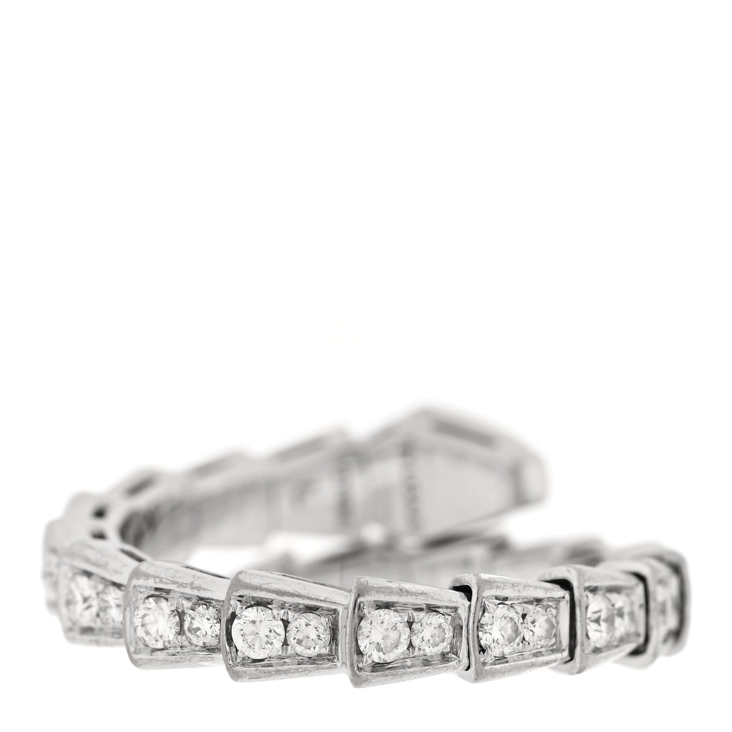 Bulgari 18K White Gold Diamond Serpenti Viper Pave Ring L 3 of 4