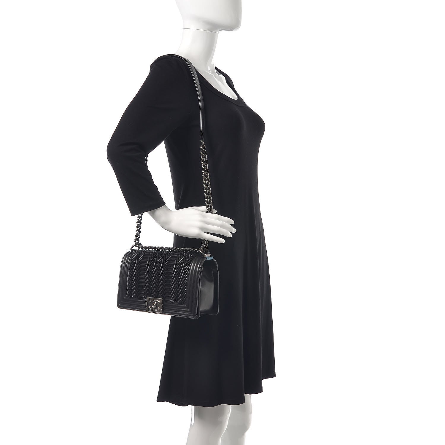 Chanel Lambskin Pleated Medium Boy Flap Black 2 of 12