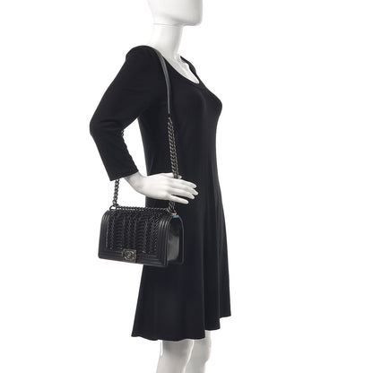 Chanel Lambskin Pleated Medium Boy Flap Black 2 of 12