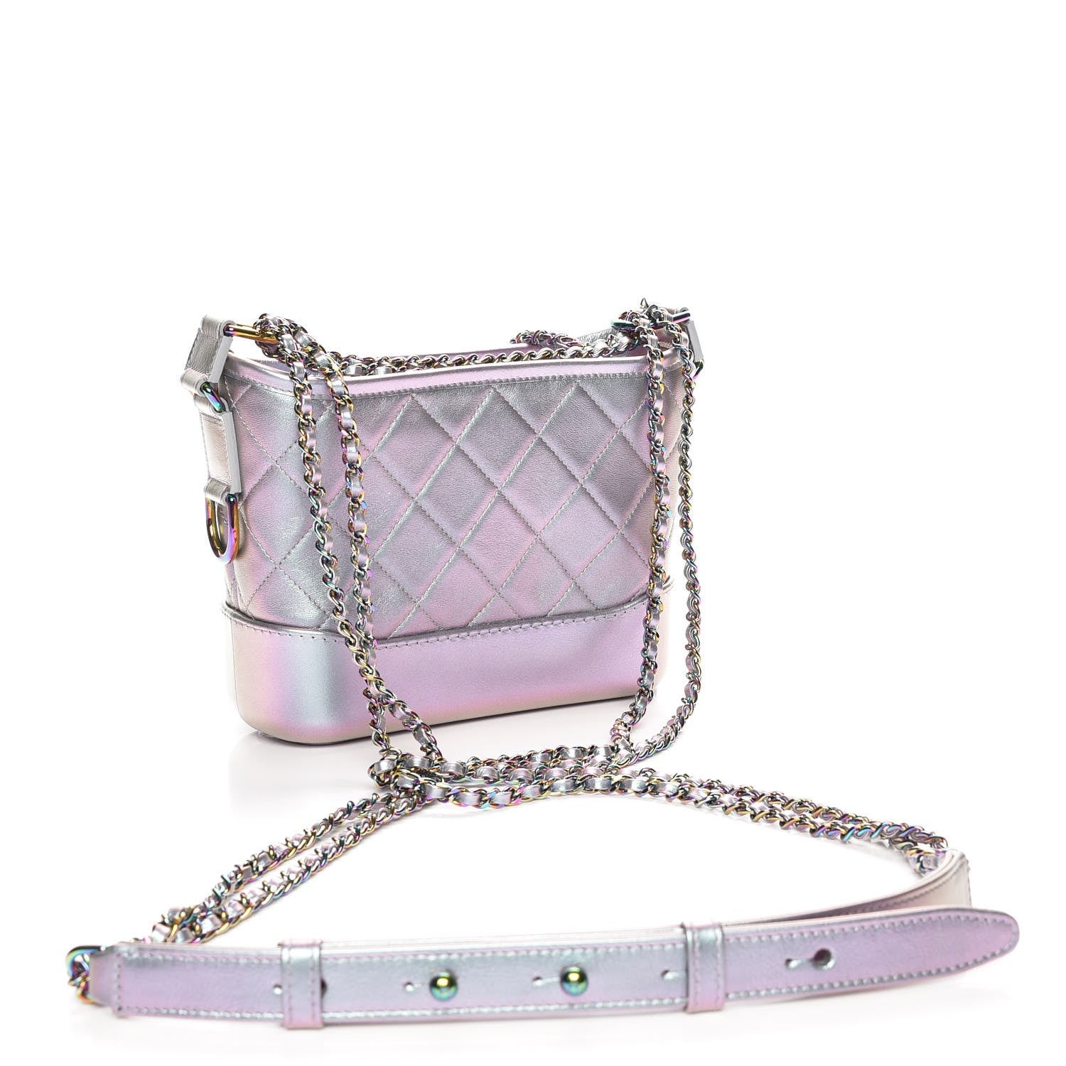 Chanel Iridescent Lambskin Calfskin Quilted Small Gabrielle Hobo Light Purple 3 of 8