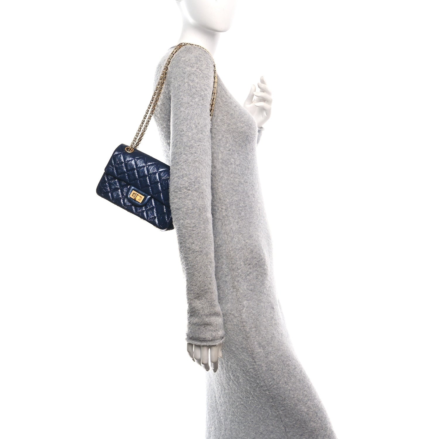 Chanel Iridescent Aged Calfskin Quilted 2.55 Reissue Mini Flap Navy 2 of 11