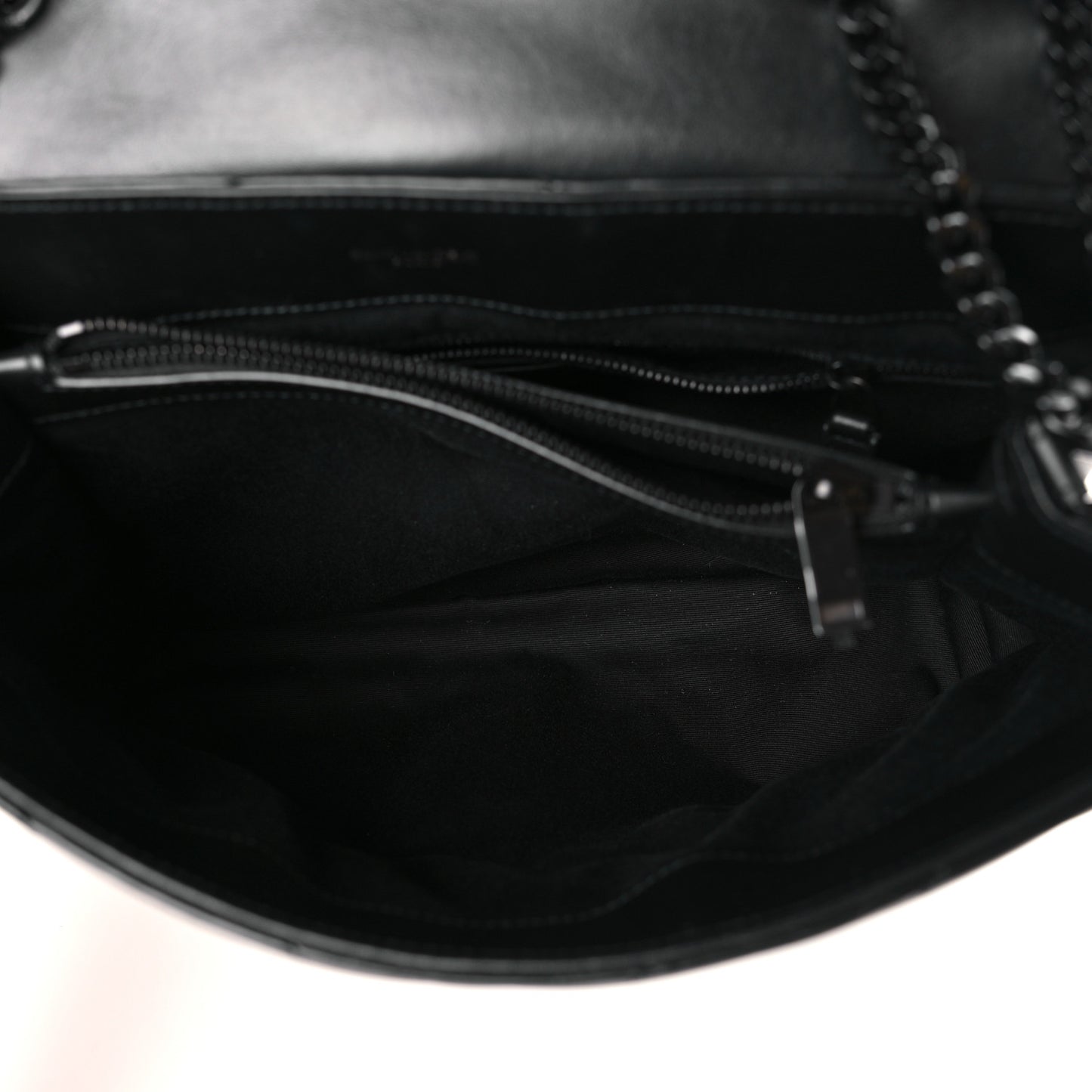 Calfskin Y Quilted Monogram Monochrome Medium Loulou Chain Satchel Black