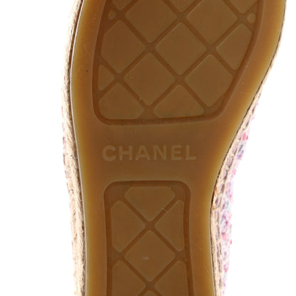 Chanel Tweed Grosgrain CC Espadrilles 37 Pink Black 9 of 10