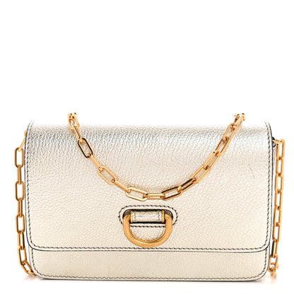 Burberry Metallic Hayes Goatskin D-Ring Mini Bag Silver 1 of 12