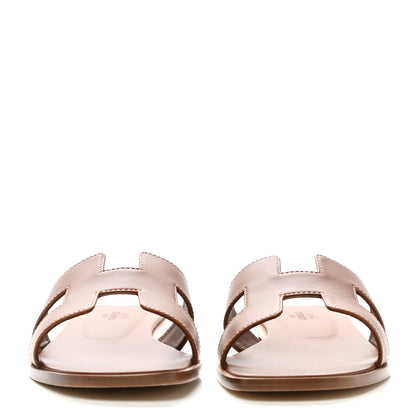 Hermes Box Calfskin Oran Sandals 38 Gold 2 of 9