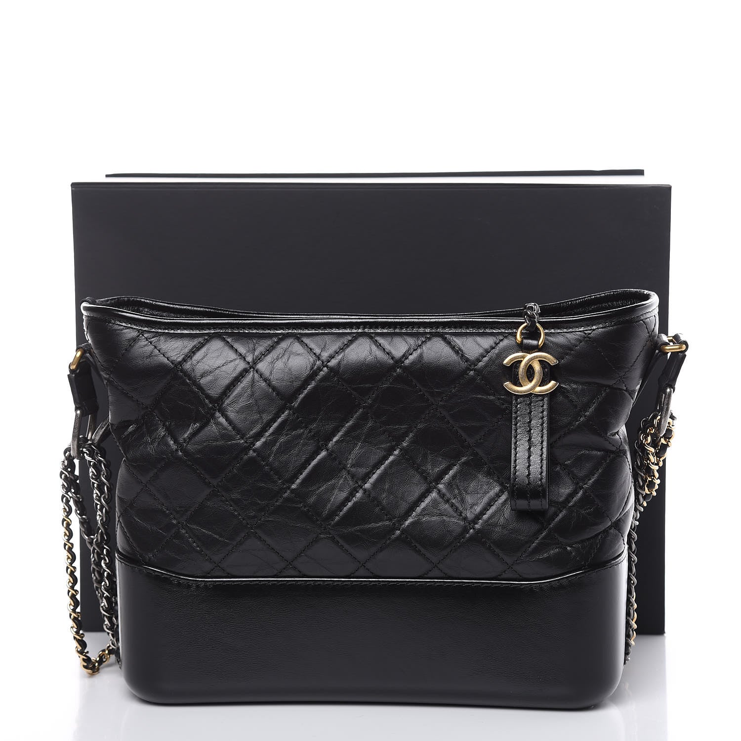 Chanel Aged Calfskin Quilted Medium Gabrielle Hobo Black 10 of 10