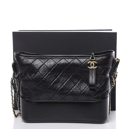 Chanel Aged Calfskin Quilted Medium Gabrielle Hobo Black 10 of 10
