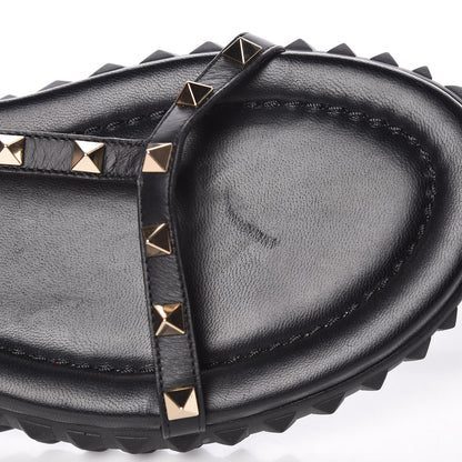 Valentino Garavani Calfskin Rockstud Gladiator Sandals 39 Black 9 of 9