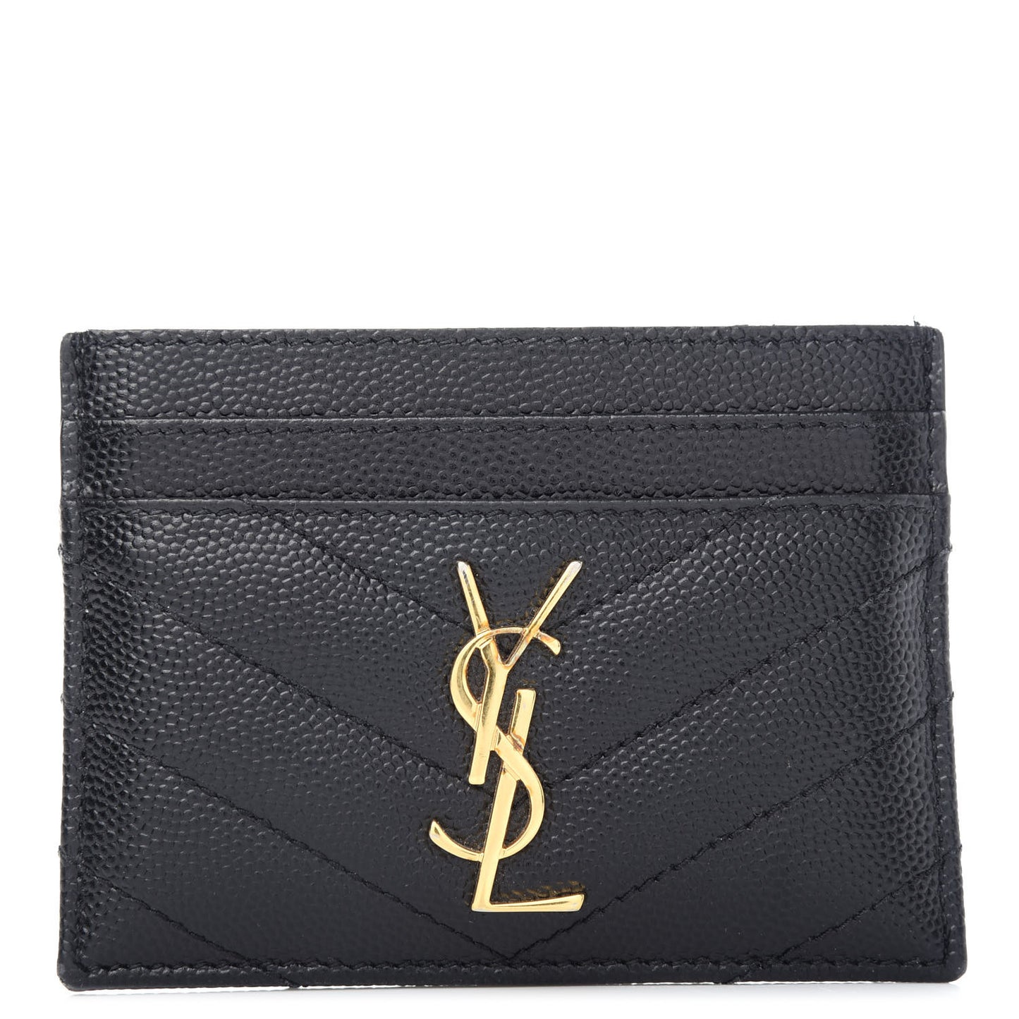 Grain De Poudre Matelasse Chevron Monogram Credit Card Case Black