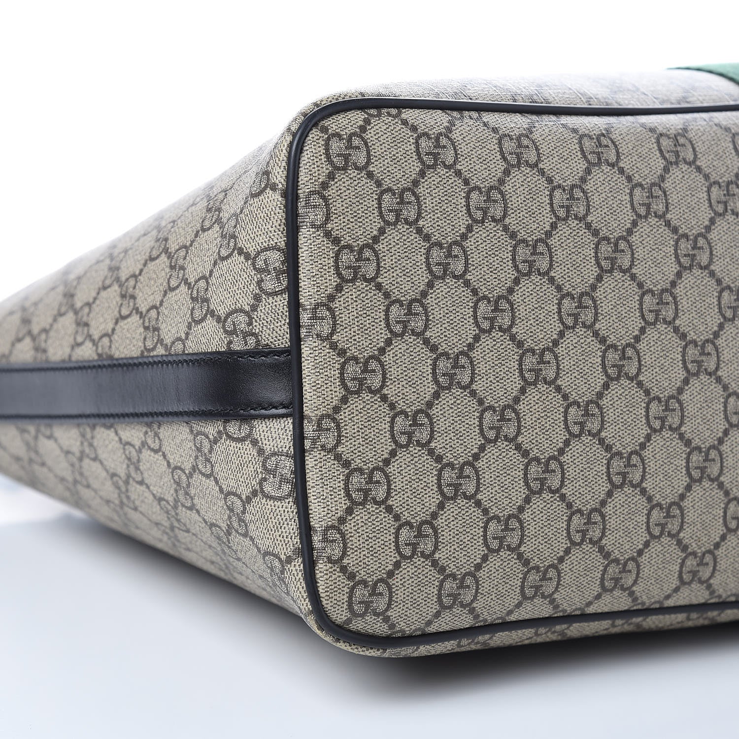Gucci GG Supreme Monogram Web Medium Zippered Tote Beige Black 8 of 11