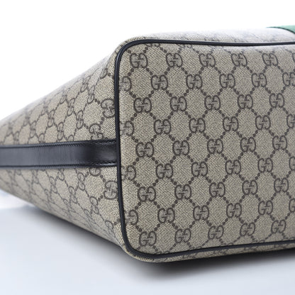 Gucci GG Supreme Monogram Web Medium Zippered Tote Beige Black 8 of 11