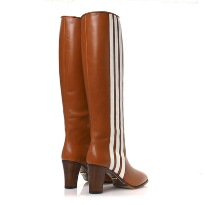 Gucci X ADIDAS Calfskin Elizabeth Knee Boots 40 Royal Cognac Great White 5 of 12