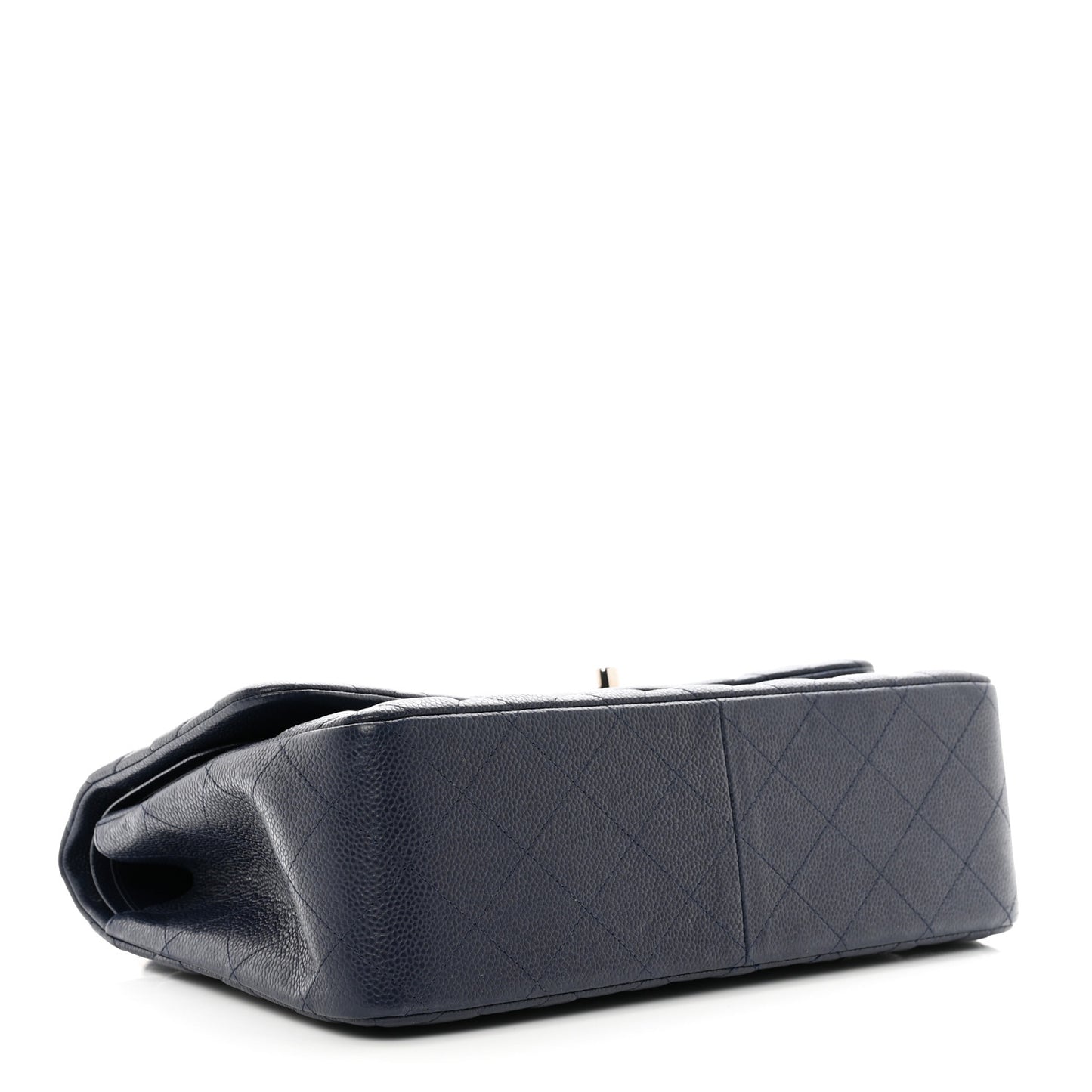 Caviar Quilted Jumbo Double Flap Navy Blue