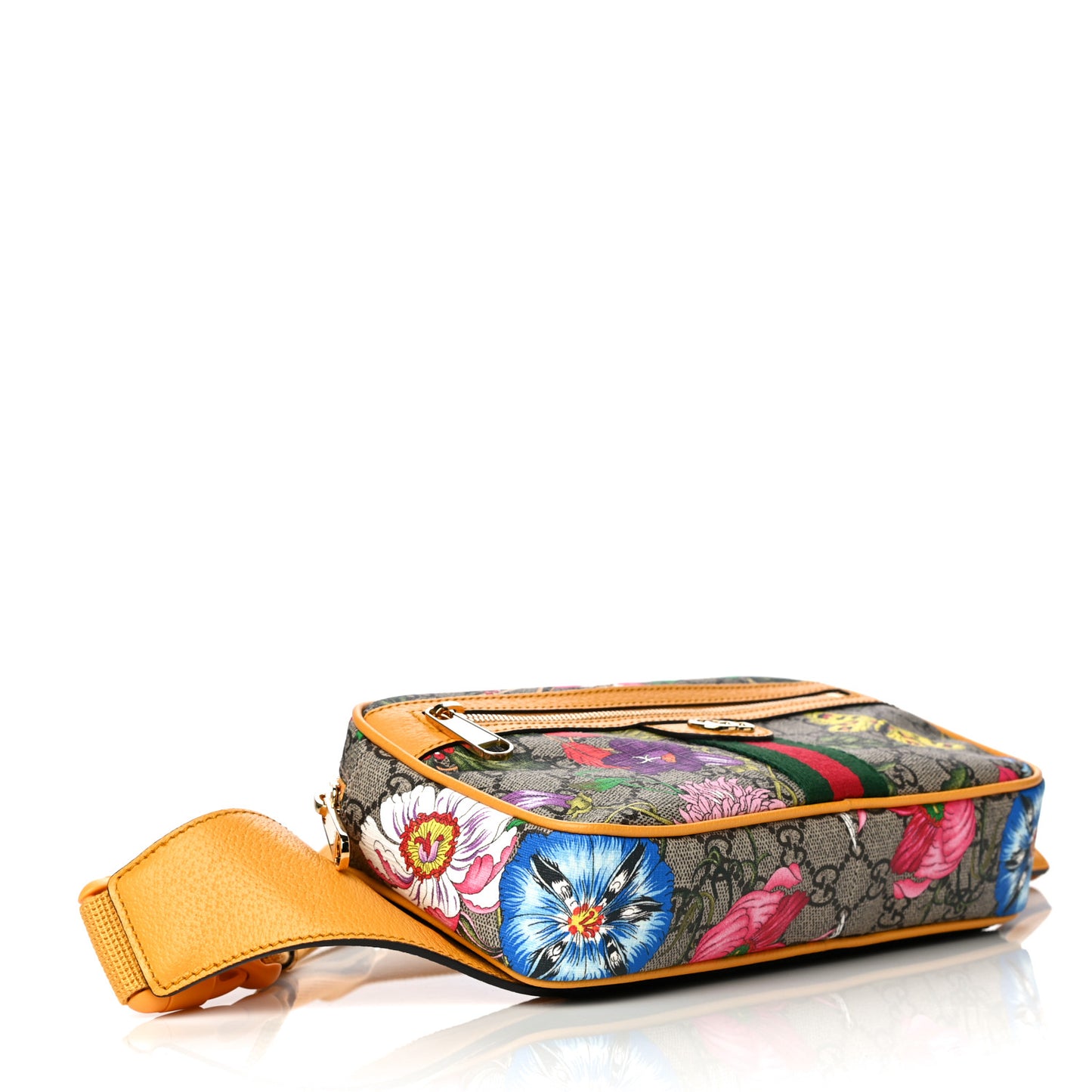 GG Supreme Monogram Flora Medium Ophidia Belt Bag Beige Multicolor Crop