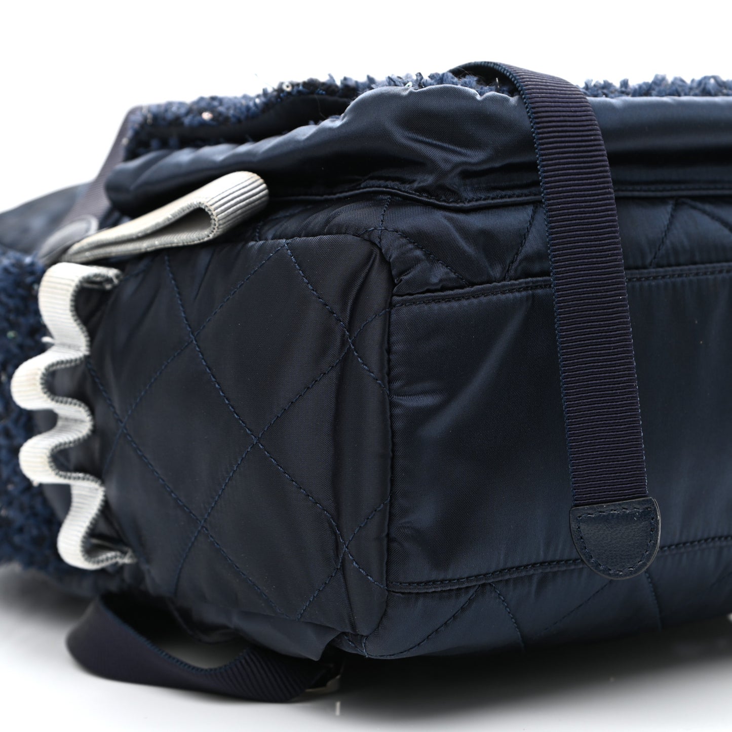 Tweed Nylon Quilted Astronaut Essentials Backpack Navy