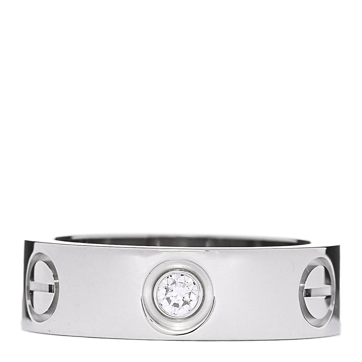 18K White Gold 3 Diamond 5.5mm LOVE Ring 49 5