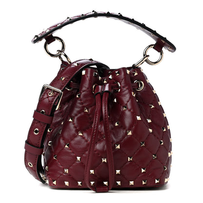 Valentino Garavani Nappa Mini Rockstud Spike Bucket Bag Cerise 1 of 4