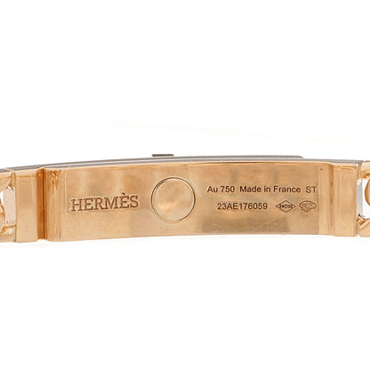 Hermes 18K Rose Gold Diamond PM Kelly Gourmette Bracelet ST 3 of 4
