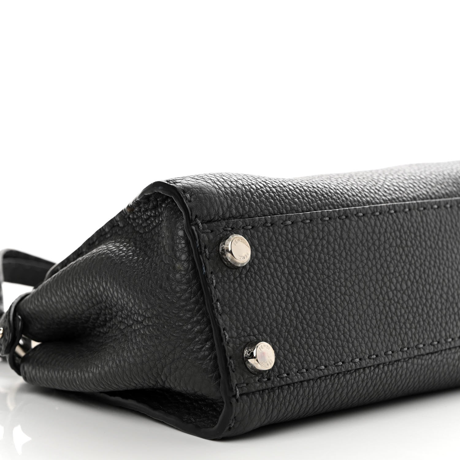 Fendi Cuoio Romano Selleria Bi-Color Mini Peekaboo Iconic Satchel Asfalto Latte 7 of 11