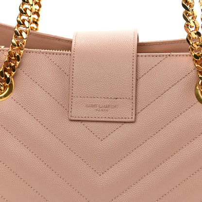 Saint Laurent Grain De Poudre Matelasse Chevron Large Monogram Shopping Bag Pale Pink 9 of 11