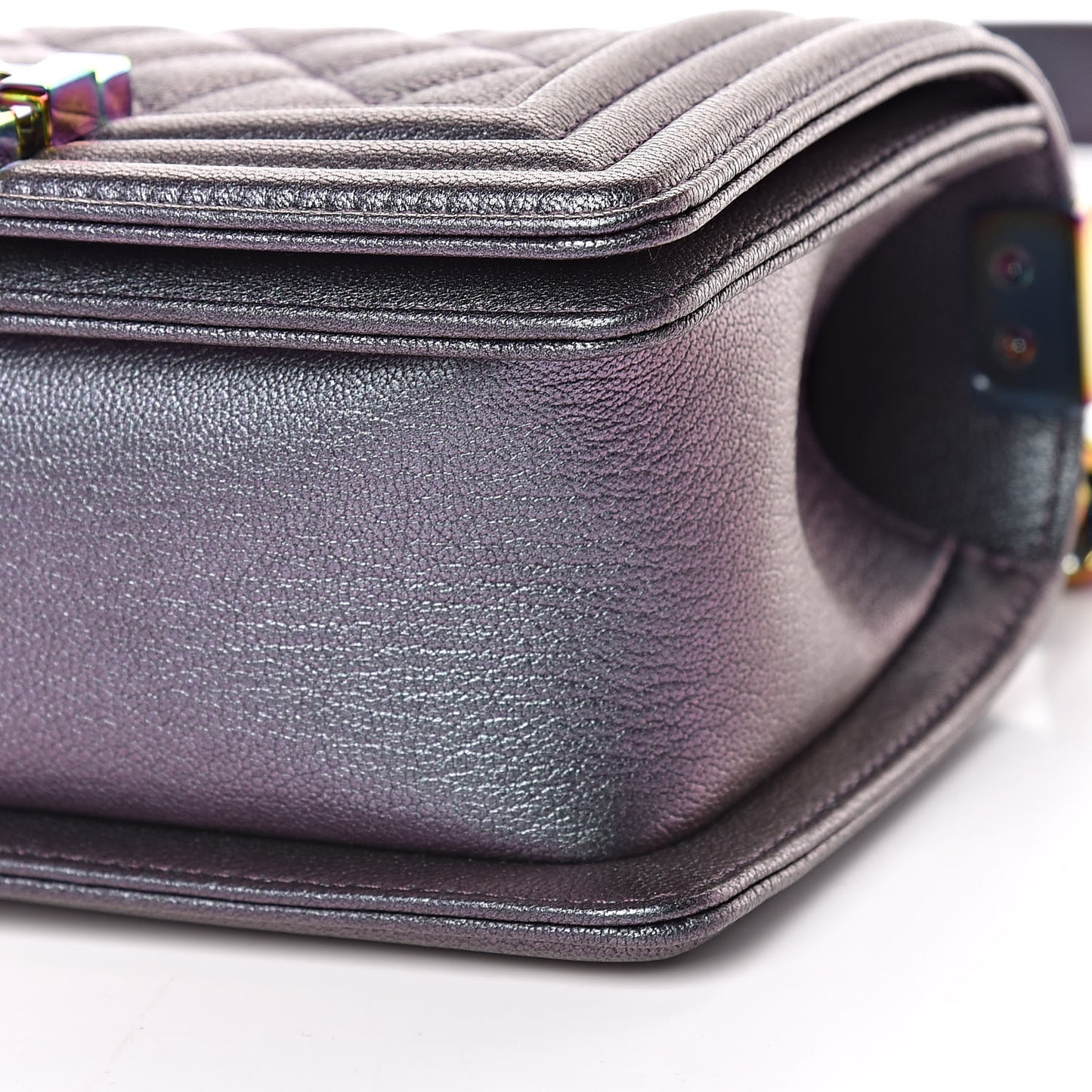 Iridescent Goatskin Quilted Small Boy Flap Purple