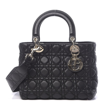 Christian Dior Grained Calfskin Cannage Medium Supple Lady Dior Black 1 of 9