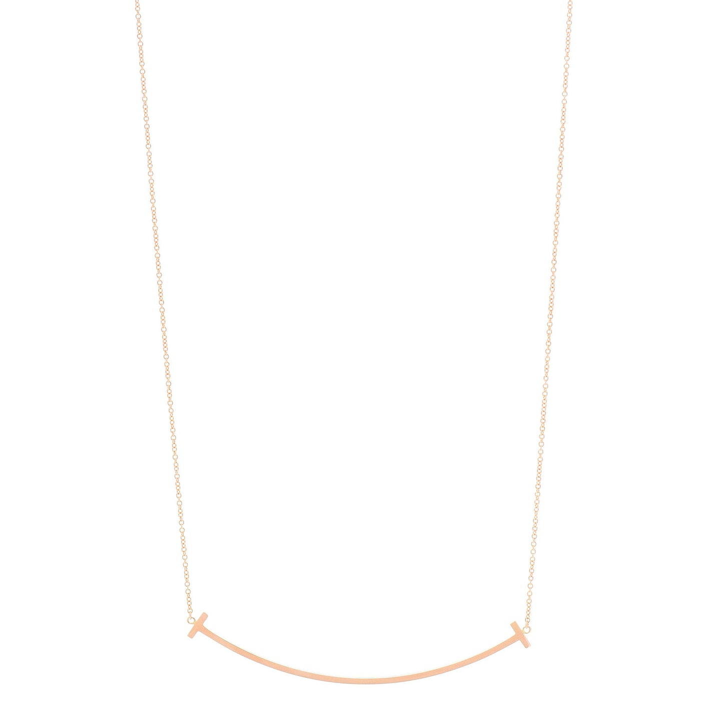 18K Rose Gold Large T Smile Pendant Necklace