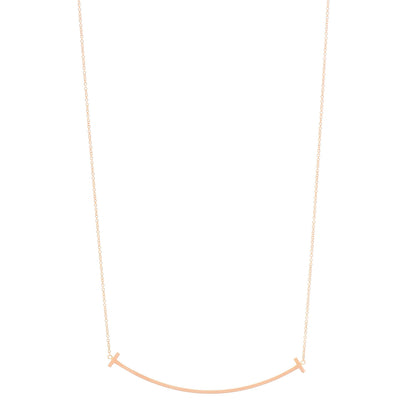 Tiffany 18K Rose Gold Large T Smile Pendant Necklace 1 of 6