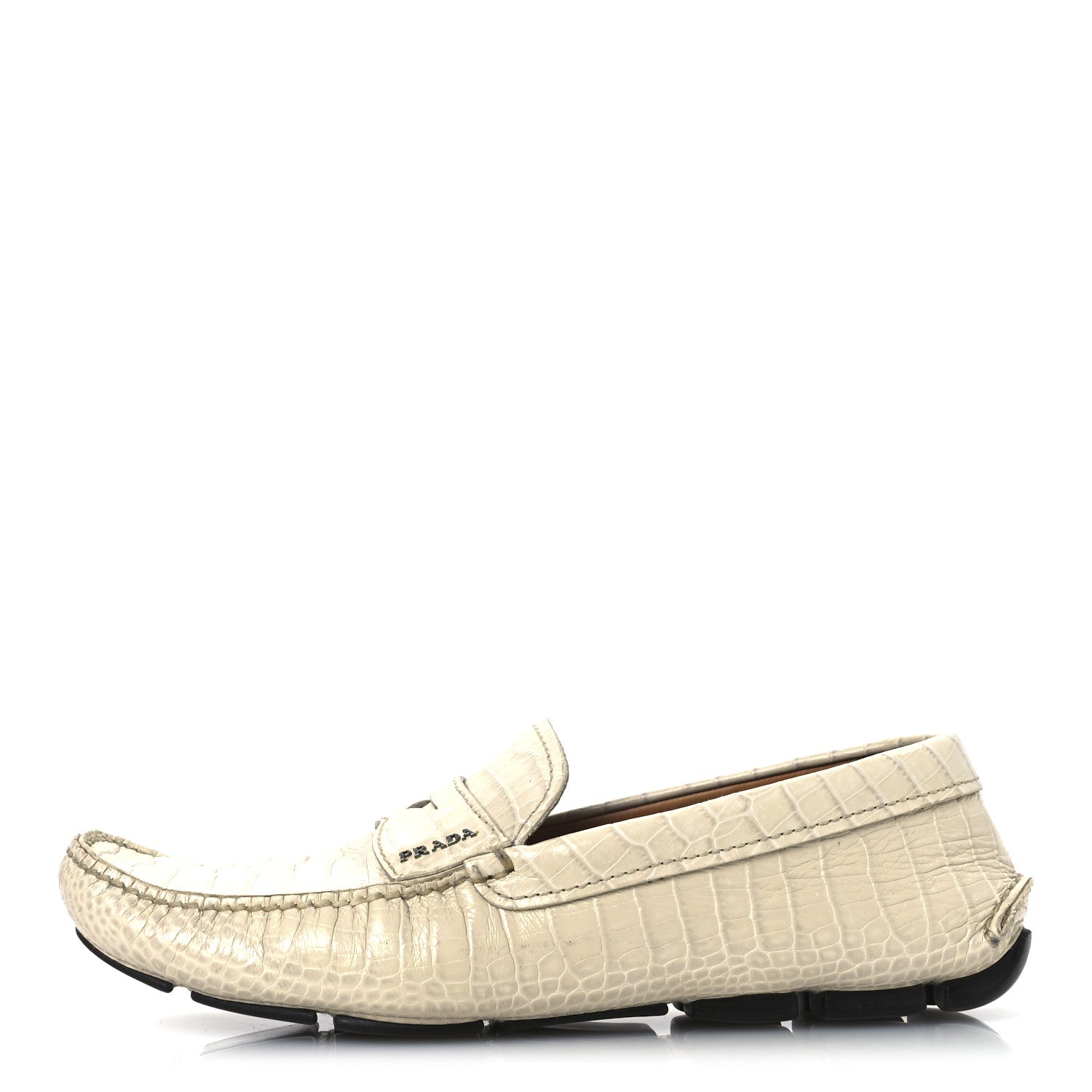 Prada Calfskin Crocodile Embossed Loafers Men's Driving Loafers 8 Cera 1 of 15