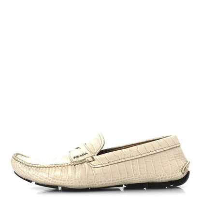 Prada Calfskin Crocodile Embossed Loafers Men's Driving Loafers 8 Cera 1 of 15