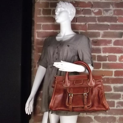 Chloe Calfskin Edith Satchel Whiskey 2 of 8
